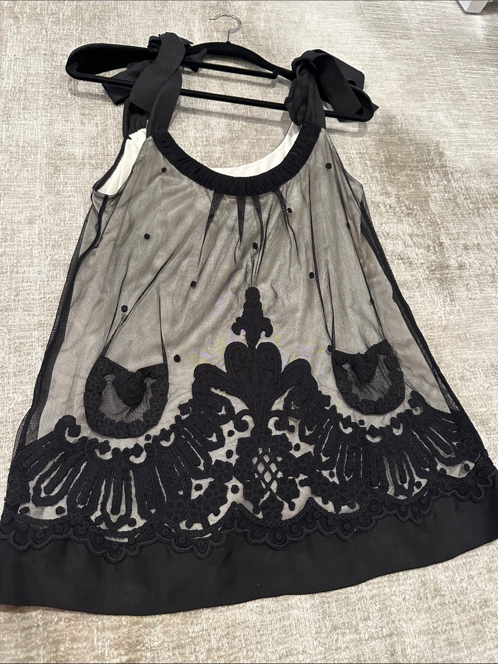 Yoana Baraschi Black Embroidered Mesh Halter Dress